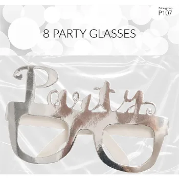 Partyglasögon Silver 8-pack Happy Party.