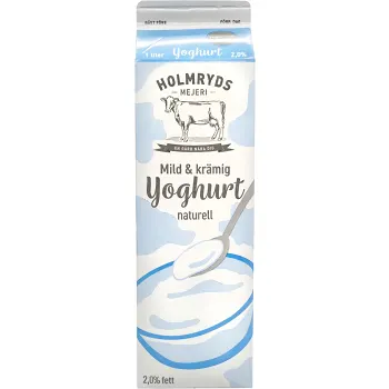 Yoghurt 2,0% Naturell 1l Holmryds Mejeri.