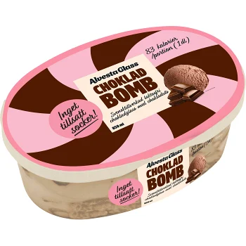 Glass Chokladbomb Inget Tillsatt Socker 850ml Alvestaglass.