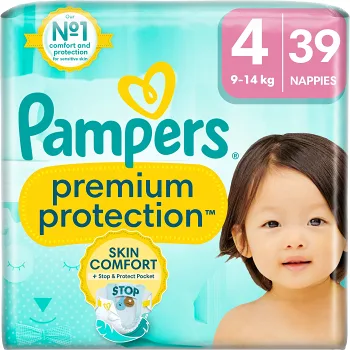 Blöjor Premium Protection Strl 4 9-14kg 39-p Pampers.