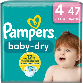 Blöjor Baby Dry Strl 4 9-15kg 47-p Pampers.