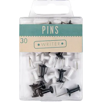 Kartnål Svart/Vit 30st Writer.