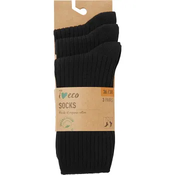 Socka Nora 3p svart 39/41 ICA I love eco.