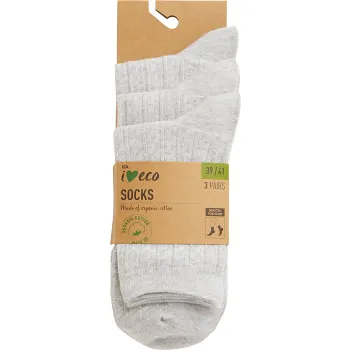 Strumpa 3p kabel grå 39/41 ICA I love eco.