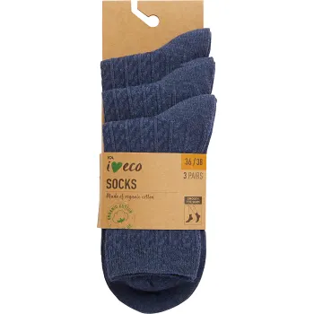 Strumpa 3p kabel blå 36/38 ICA I love eco.