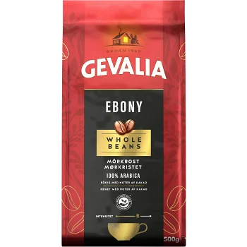 Kaffe Mörkrost Ebony hela bönor 500g Gevalia.