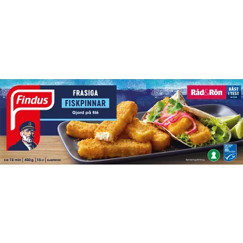 Fiskpinnar frasiga Fryst 15-p 450g Findus.