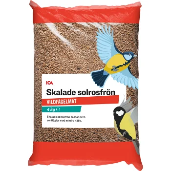 Vildfågelmat Solrosfrön skalade 4kg ICA.