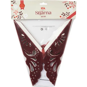 Stjärna Snöflinga Sammet Röd 50cm ICA.