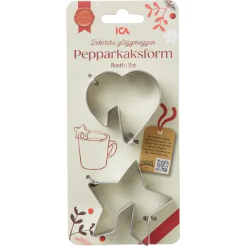 Pepparkaksform hjärta+stjärna för mugg ICA.