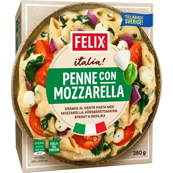 Penne con mozzarella Fryst 380g Felix.