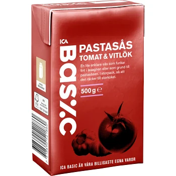 Pastasås med vitlök 500g ICA Basic.