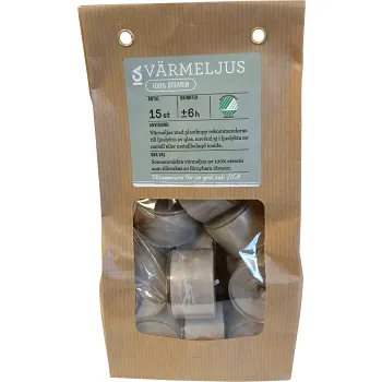 Värmeljus grå 15p plastkopp ICA.