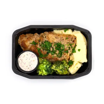 Ediths Panerad Sej med potatismos &amp; romsås 450g.