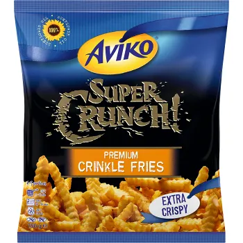 Super crunch premium crinkle fries 750g Aviko.