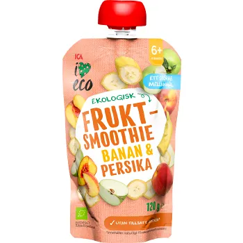Fruktsmoothie Banan &amp; persika 6m 120g ICA I love eco.
