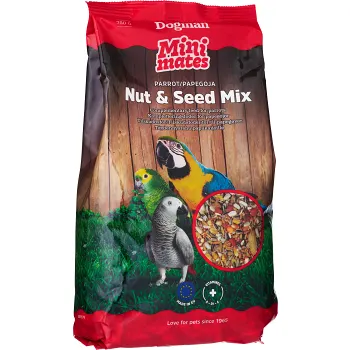 Fågelmat Nöt och frömix Papegoja 750g Dogman.
