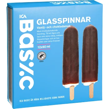 Glasspinnar vanilj &amp; choklad 12-p 456g ICA Basic.