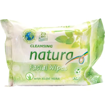 Våtservett Facial Wipes Aloe Vera 25-p NATURA.