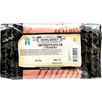 Enrisrökt Skinkinnanlår ca 125g Hemgården.