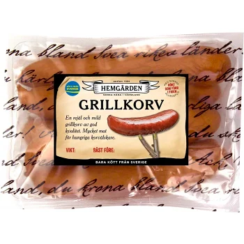 Grillkorv 500g Hemgården.