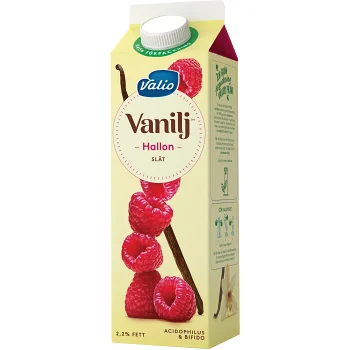 Vaniljyoghurt Hallon slät 2,1% 1000g Valio.
