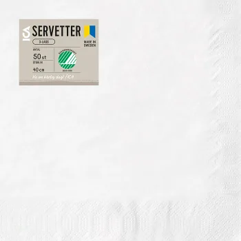 Servett 50p 40cm vit ICA.