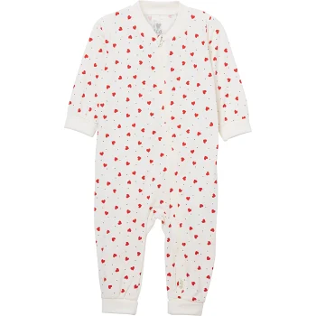 Babypyjamas vit med hjärtan strl 74 ICA I love eco.