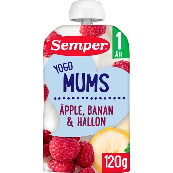 Yogo mums Äpple, banan &amp; hallon Från 1år 120g Semper.