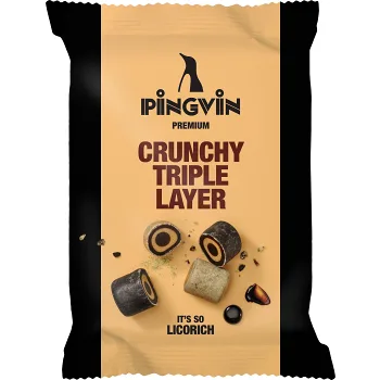 Godispåse Crunchy Triple Layer Lakrits 90g Pingvin.