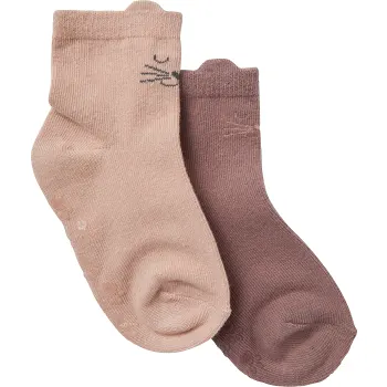 Strumpa 2p öron rosa 0-6m ICA I love eco.