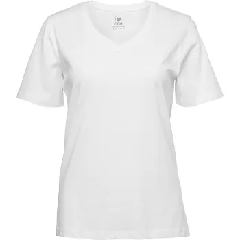 T-shirt v-hals vit S ICA I love eco.