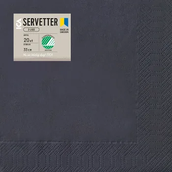 Servett Svart 33cm 20-p ICA.