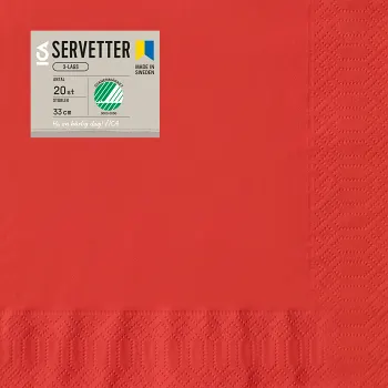Servett Röd 33cm 20-p ICA.