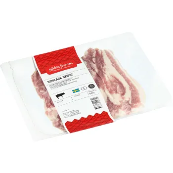 Sidfläsk med svål skivad ca 400g Nyhléns Hugosons.