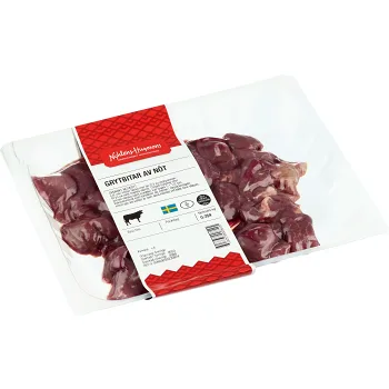 Grytbitar av yttterlår ca 350g Nyhléns Hugosons.