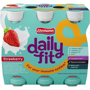 Kefirdryck Jordgubb 6-p 570ml Daily Fit.