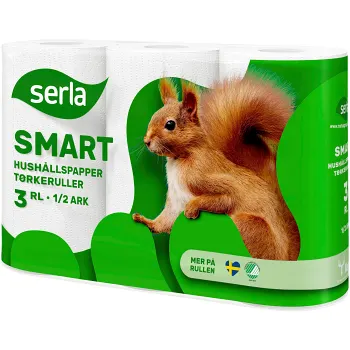 Hushållspapper 3-p Miljömärkt Serla.