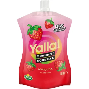 Drickyoghurt squeeze Jordgubb Laktosfri 3% 200g Yalla.