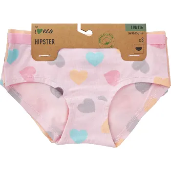 Hipster Luna 3p rosa med hjärtan 110/116  ICA I love eco.