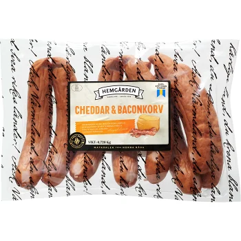 Cheddar &amp; Baconkorv 720g Hemgården.