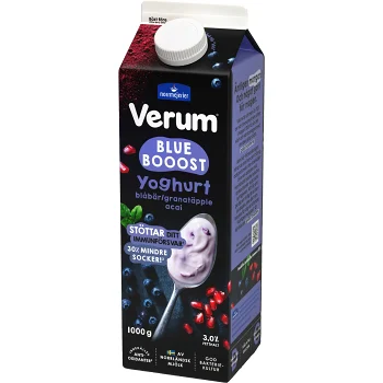 Yoghurt Blue Boost Blåbär Granatäpple 3% 1000g Verum.