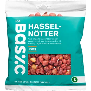 Hasselnötter 400g ICA Basic.