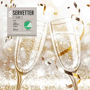 Servett 33cm skål guld 20-p ICA.