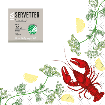 Servett 33cm Kräftor 20-p ICA.