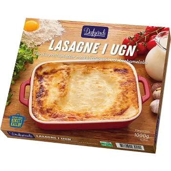 Lasagne i ugn Fryst 1kg Dafgårds.
