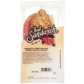 Fullkornsbaguette med Salami och Ost 160g Italsandwich.