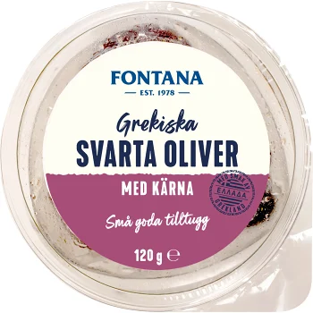 Oliver Svarta Conservolea med kärnor 120g Fontana.