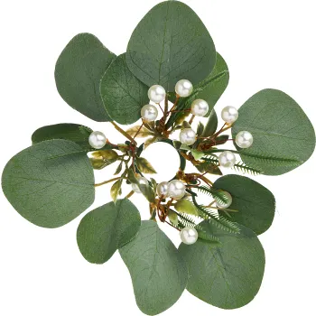 Ljusmanschett grön m pärlor ICA.