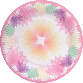 Tallrikar Rosa Blomma 8-p Happy Party.